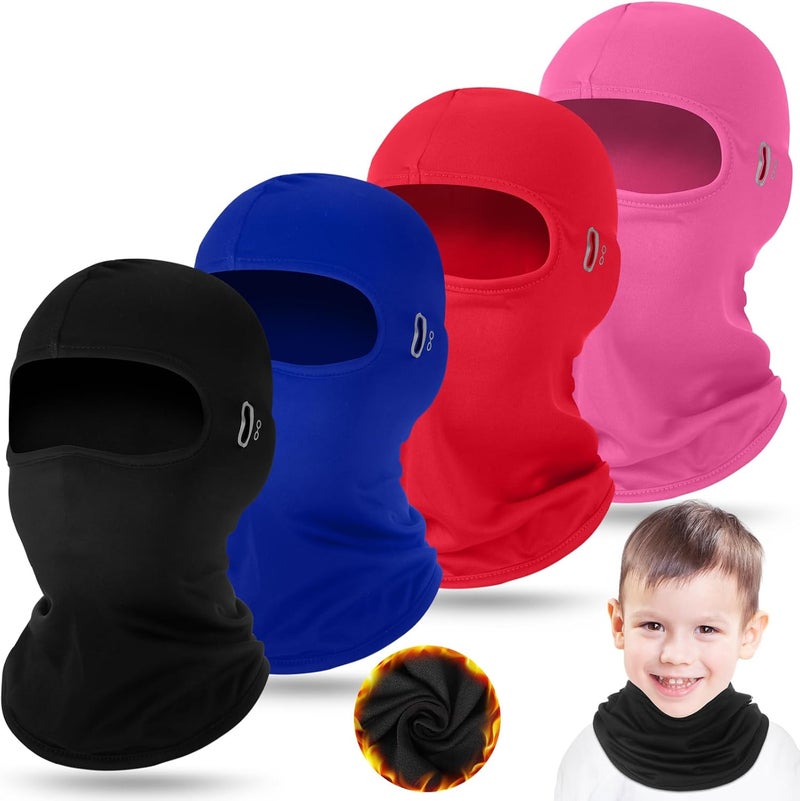 Halfchet 4 Pcs Winter Kids Balaclava Face Mask with Reflective Stripe Windproof Ski Mask for Kids 5-12 Boy Girl Cold Weather - Image 1